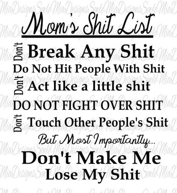 Moms shit list svg  etsy