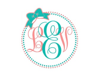 Dots Circle with Bow for Monograms