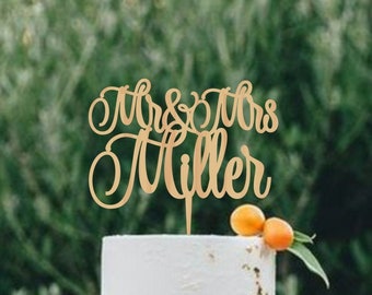 Mr Mrs Cake Topper with Last Name Wedding Cake Topper Rustic Wedding Cake Topper Wood Wedding Topper custom cake toppers unique fine topper