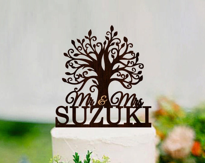 Wooden Tree Cake Topper Wedding Cake Topper Custom Cake Topper Etsy