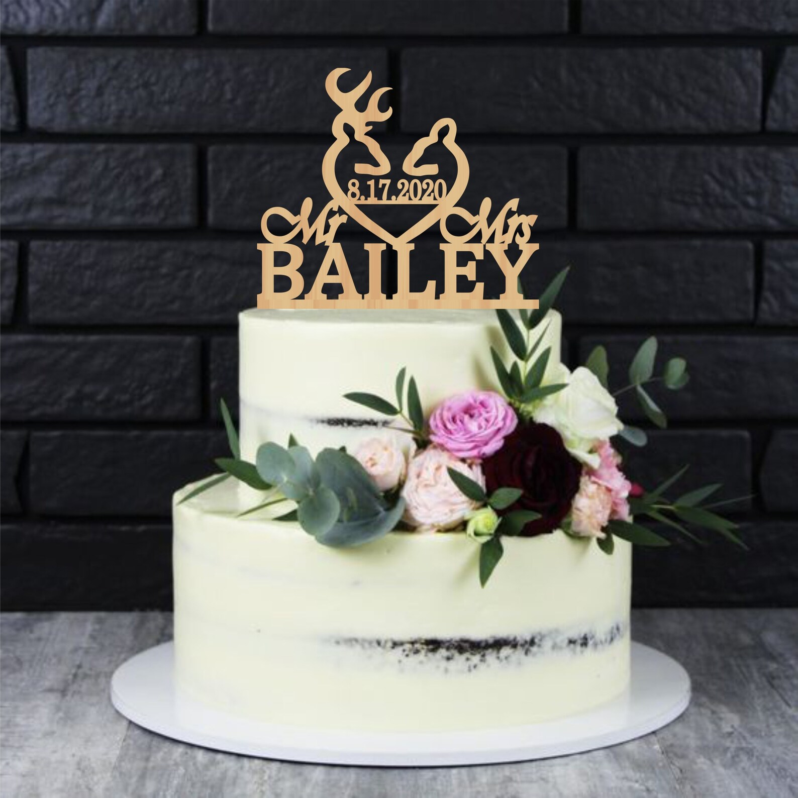 Rustic Wedding Cake Topper Deer Wedding Cake Topper Mr Mrs Etsy