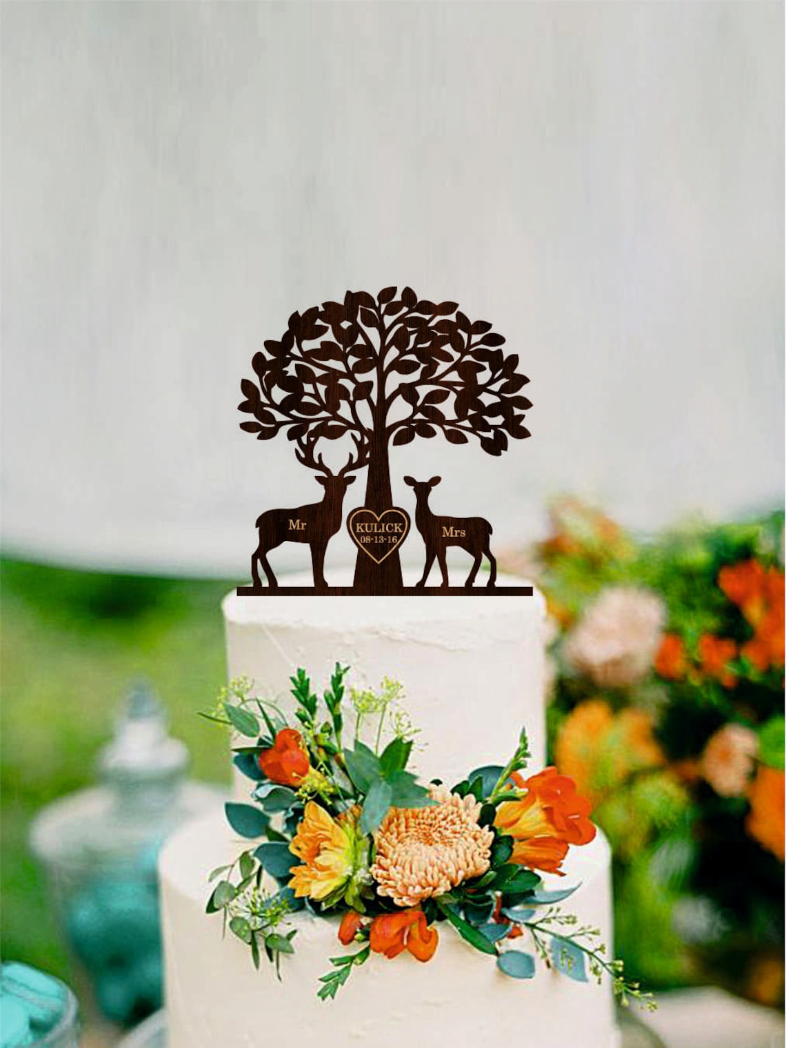 Deer Cake Topper Wedding Cake Topper Mr & Mrs Deer Cake Topper Etsy
