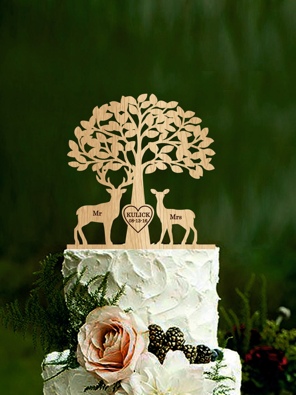Deer Cake Topper Wedding Cake Topper Mr & Mrs Deer Cake Topper Etsy
