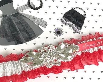 Red and silver prom garter.  Prom garter.  Red garter