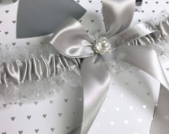 Prom garter in silver,  Silver prom garter,  Prom garter