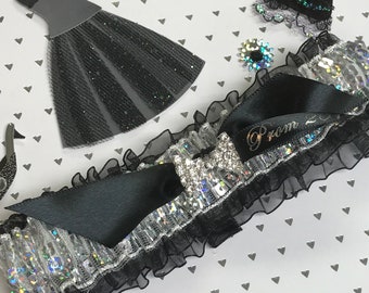 Black and silver prom garter. Black prom garter,  Prom garters