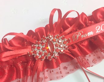 Red red prom garter,  Red sparkle prom garter