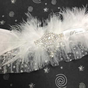 White and silver prom garter,  Prom garters,  Silver prom garter,  White prom garters