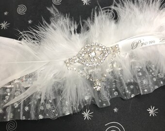 White and silver prom garter,  Prom garters,  Silver prom garter,  White prom garters