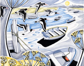 North Norfolk print. Seascape print. Boat print. Bird print. East Anglia