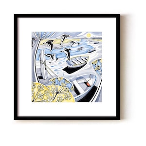 North Norfolk print. North Norfolk coast , Seascape print. Boat print. Bird print. East Anglia