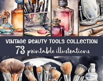 Vintage beauty tools -73 watercolor printable illustration