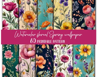 Watercolor Spring floreal Wallpaper-60 printable pattern