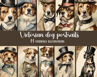 Victorian dog portrait- collection- 44 watercolor printable illustrations