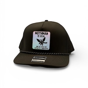 Mothman hat –  cryptic- Funny Outdoor Snapback, Camping Trucker Hat, Retro Patch Hat, Gift for Campers & Friends