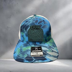 ZION NATIONAL PARK - Turquoise Leather Patch- adventures awaits -ball cap - trucker hats- national parks -