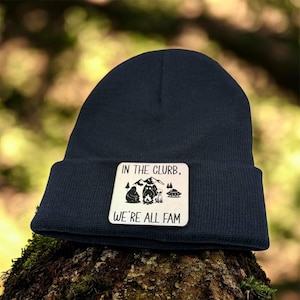 In The Clurb We Are All Fam –  cryptic- Funny Outdoor Snapback, Camping Beanie, Retro Patch Hat, Gift for Campers & Friends