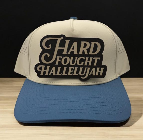 Hard Fought Hallelujah Tan & Black Trucker Hat Hard Fought Hallelujah Trucker Hat – The Painted Nest & Co main image 4
