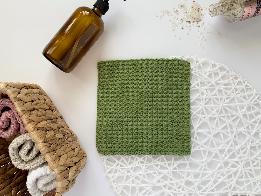 Sage Green Washcloth, Kitchen Washcloth, Bathroom Facecloth, Reusable Washcloth, Spa Washcloth