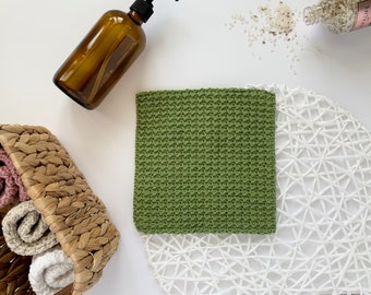 Sage Green Washcloth, Kitchen Washcloth, Bathroom Facecloth, Reusable Washcloth, Spa Washcloth, Cotton Facecloth, Farmhouse Washcloth