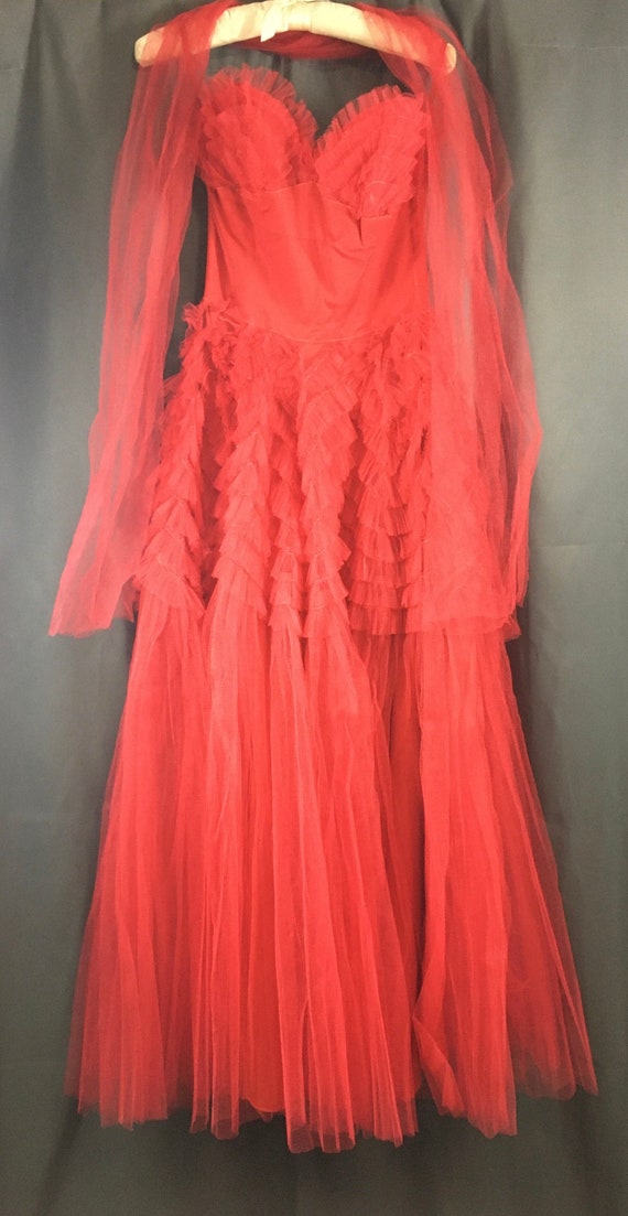 Vintage 1950s Tulle Prom Gown