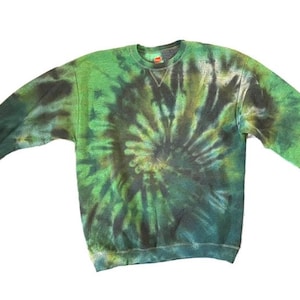 Tie Dye Adult| (M) Tie Dye Crew Neck Spiral Sweatshirt Unisex Black Green Orange Blue