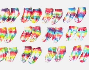 Custom Tie Die Baby/ (12 pares) Regalo de fiesta de cumpleaños Pack De calcetines Colores personalizados