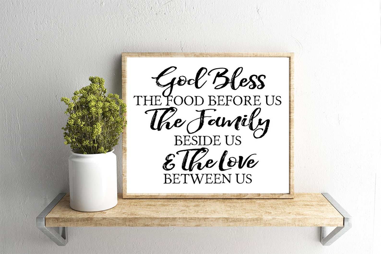 Printable Wall Art, God Bless the Food Before Us Quote, Home Decor