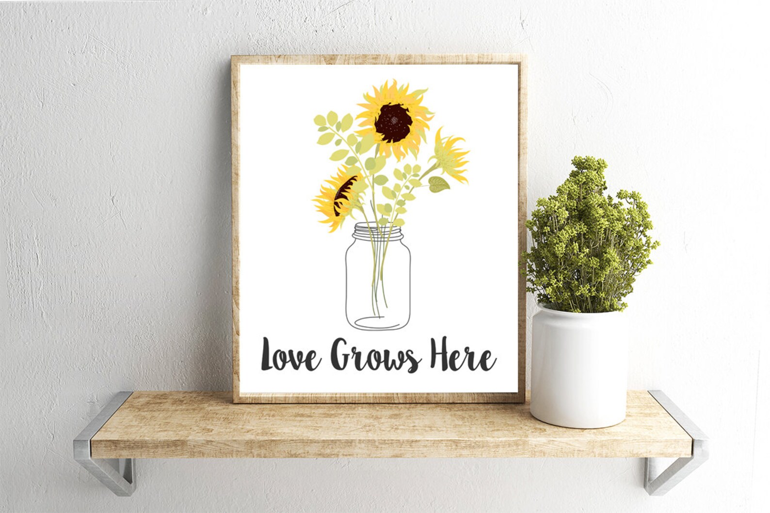 Printable Wall Art, Love Grows Here Quote, Home Decor, Instant Download