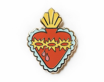 Sacred Heart of Jesus Enamel Pin, Catholic Button, Catholic Gifts, Catholic Accessories, Religious Gifts, Religious Enamel Pin, Sacred Art