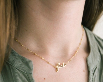 Gold Fiat Necklace, Catholic Gifts, Catholic Jewelry, Marian Consecration, First Communion Necklace, Mother&#39;s Day, Gold Fiat, Catholic