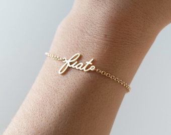 Fiat Bracelet with Lapis Stone, Catholic Gifts, Catholic Jewelry, Catholic Bridesmaids Gift, Virgin Mary Fiat Bracelet, Gold Fiat, Catholic