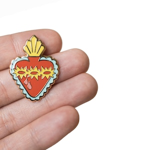 Sacred Heart & Immaculate Heart Pin Set, Sacred Heart of Jesus Pin, Immaculate Heart of Mary Pin, Catholic Gifts, Catholic Enamel Pins image 3