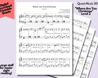 Piano Sheet Music - "Where Are You Christmas" - Level 2 - Easy Piano Sheets, Beginner Piano, Download and Print Music Sheets