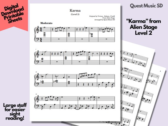 Karma Vivinos From Alien Stage - Level 2 - Easy Piano Sheet Music