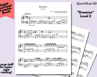 Piano Sheet Music - "Dreamer" by TxT - Level 2 - Easy Piano Sheets, Beginner Piano, Download and Print Music Sheets