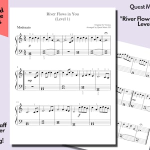 Piano Sheet Music - &quot;River Flows in You&quot; - Level 1 - Easy Piano Sheets, Beginner Piano, Download and Print Music Sheets