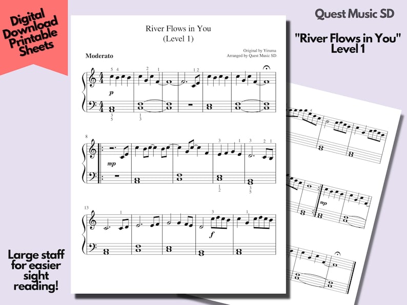 Piano Sheet Music river Flows in You Level 1 Easy Piano Sheets