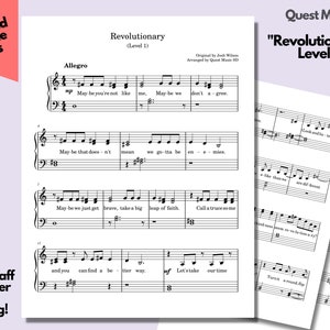 Piano Sheet Music - &quot;Revolutionary&quot; by Josh Wilson - Level 1 - Easy Piano Sheets, Beginner Piano, Download and Print Music Sheets