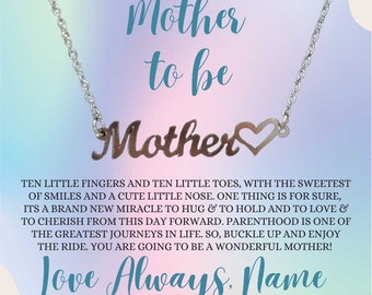 Mother Gift, Mother To Be, New Mom Gift Ideas, Pregnancy Gift, Baby Shower Gift, Personalized, Expectant Mother Gifts, Heart Name Necklace