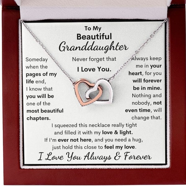 Personalized Granddaughter Interlocking Hearts Necklace | Gift for Granddaughter, From Grandparent Grandma, Grandpa, Birthday, Holiday Gift