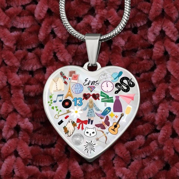 Personalized Gift Swiftie Heart Pendant Necklace | ERAS, Concert Tour, Unique Holiday Gift, Gift for Her, Gift for Swiftie Fan