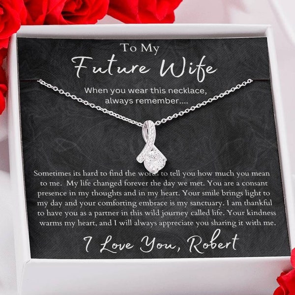 Personalized Future Wife Necklace | Personalized Message Card, Minimalist, Future Wife Gift, Fiance Gift, Engagement Present, Birthday Gift