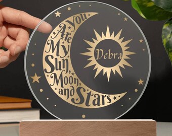 Personalized You Are My Sun Moon & Stars LED Lighted Plaque