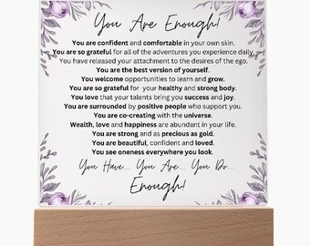 You Are Enough, Acrylic Square Plaque