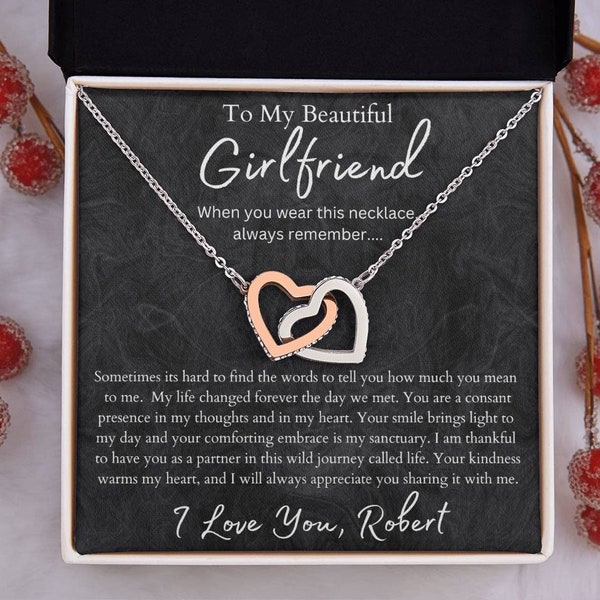 Personalized Girlfriend Interlocking Hearts Necklace