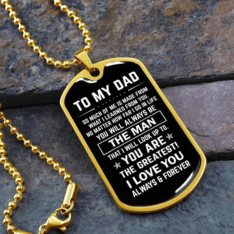 Personalized Dad Gift Dad Dog Tag Necklace Father's Day Etsy