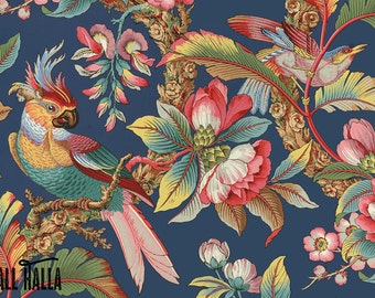 Parrot and Plant Wallpaper: Seamless Exotic Wall Decals
