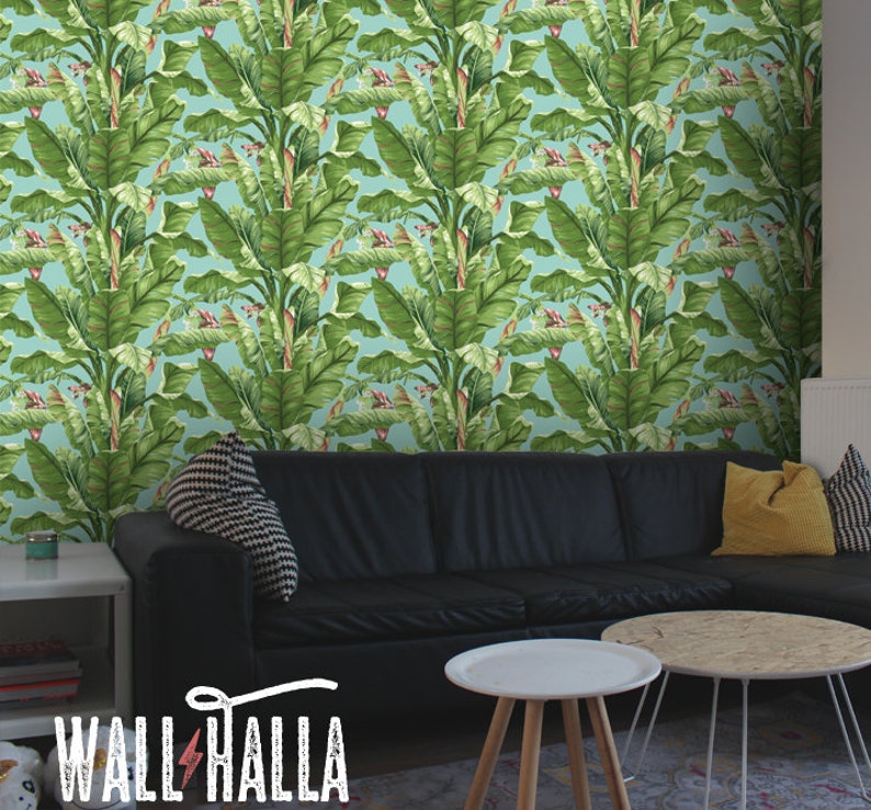 Seamless Self Adhesive Banana Tree Leaf Pattern Wallpaper Etsy