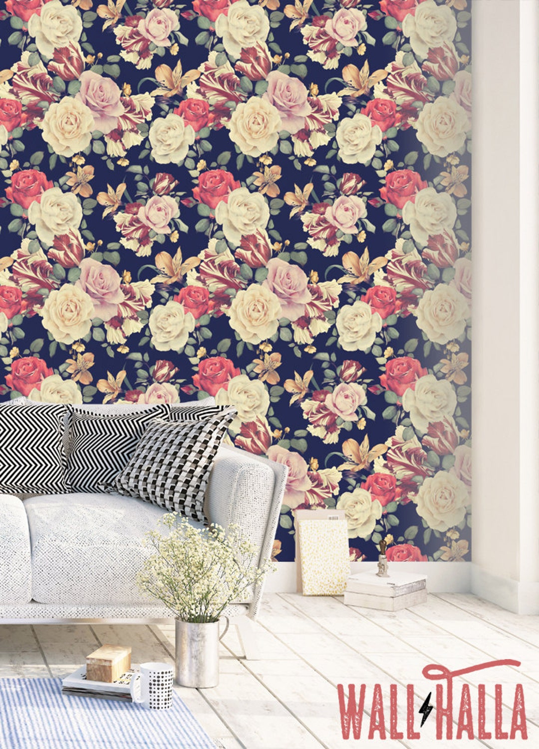 Vintage Rose Flower Wallpaper Removable Wallpaper Vintage Red Roses Flower Wallpaper Floral